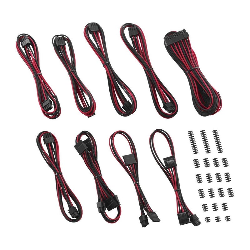 CableMod E-Series Classic ModFlex Sleeved Cable Kit for EVGA G/G+ / P/P+ / T (Black + Red) - Image 1